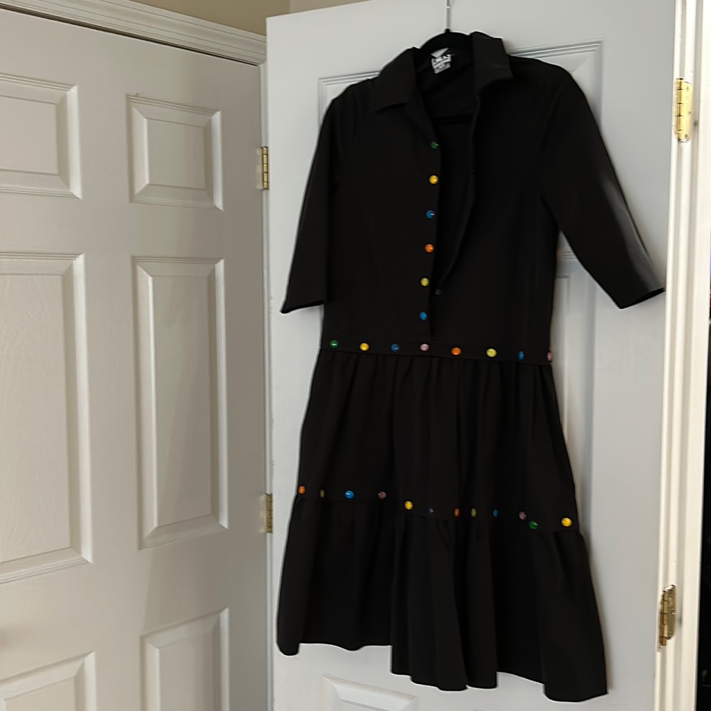 Black Multicolored Buttoned Dress